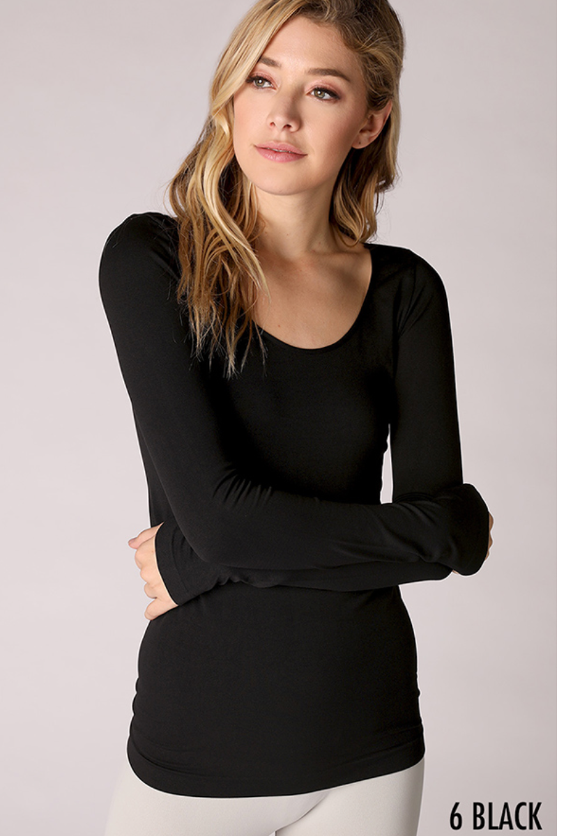 NIKIBIKI LONG SLEEVE SCOOP NECK TOP