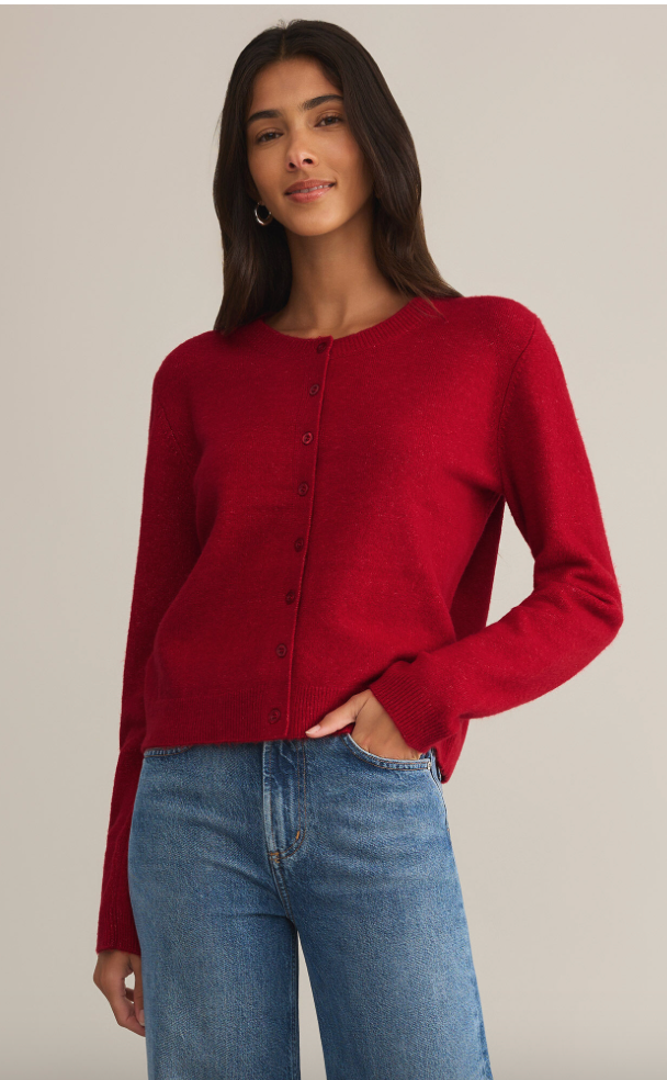 Z SUPPLY OUTLOOK CARDIGAN IN HAUTE RED