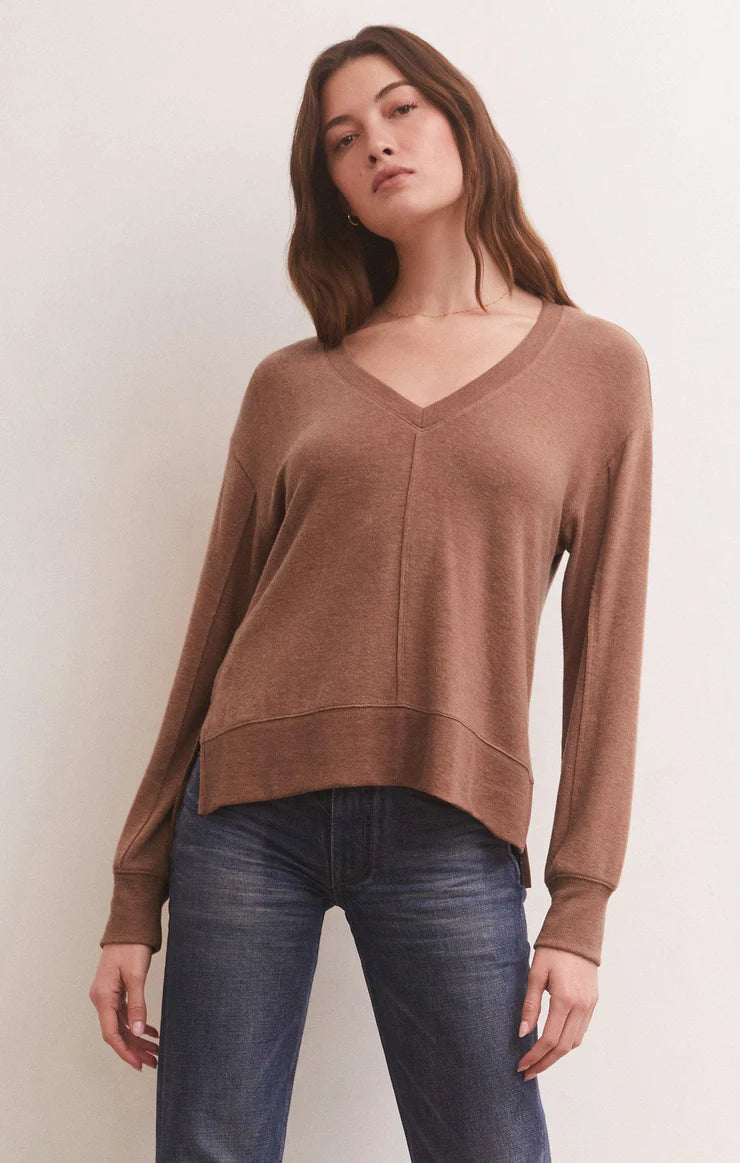 Z SUPPLY WILDER CLOUD V-NECK LONG SLEEVE TOP