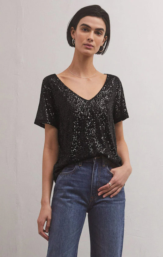 Z SUPPLY Marbella Sequin Top Black