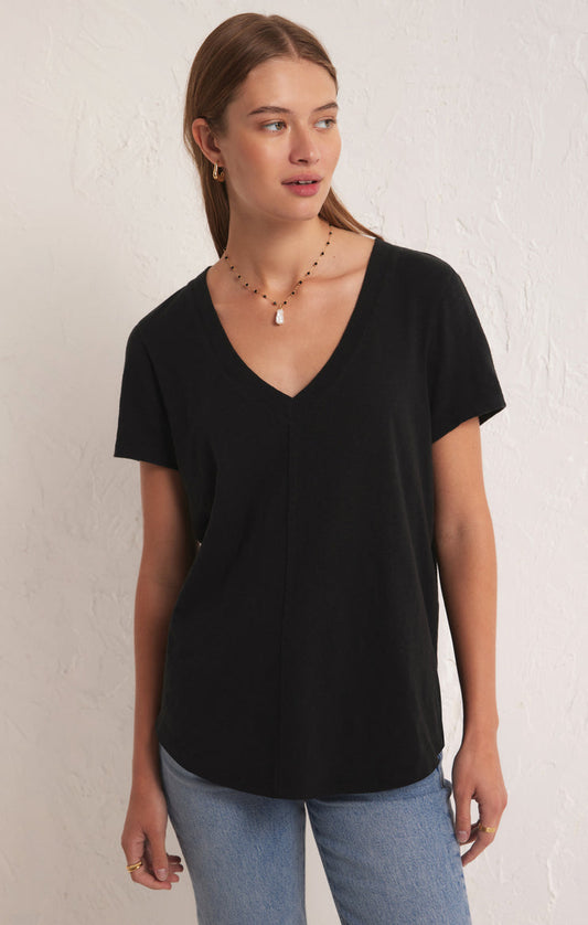 Z SUPPLY ASHER V-NECK TEE IN BLACK