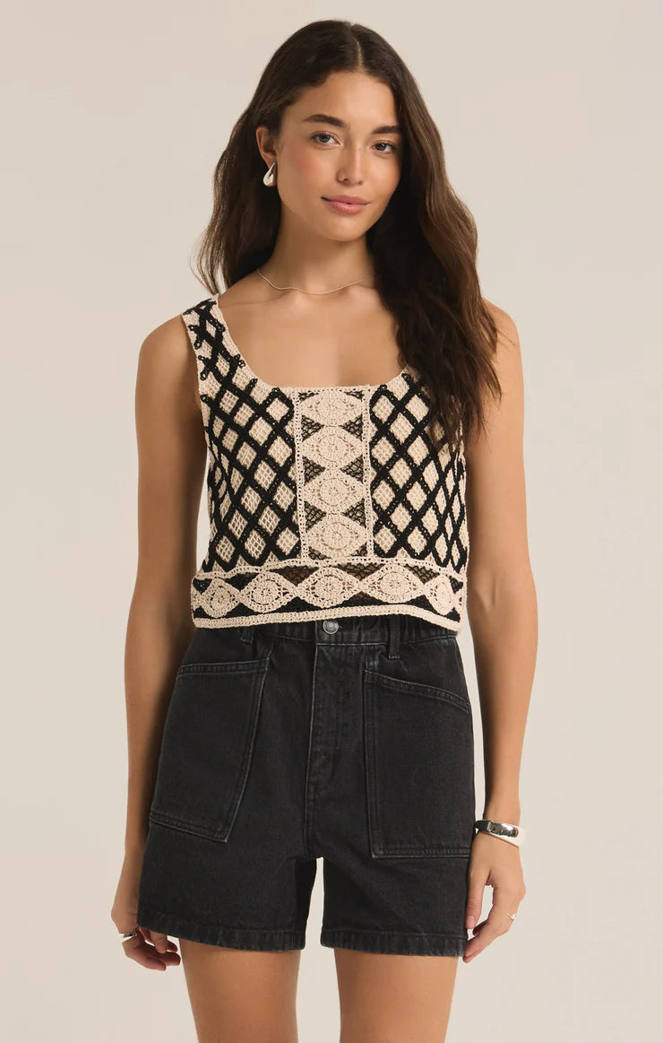 Z SUPPLY CALLE CROCHET CROPPED TANK