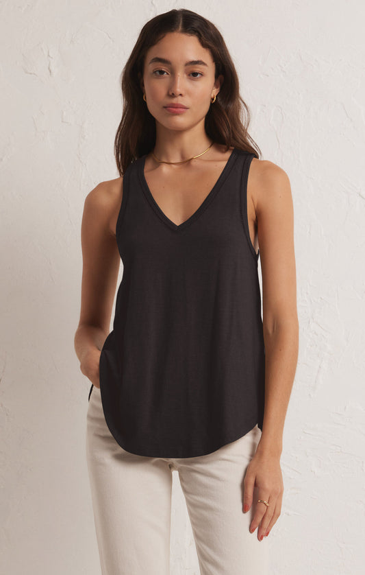 Z SUPPLY Vagabond Lace Trim Tank IN BLACK