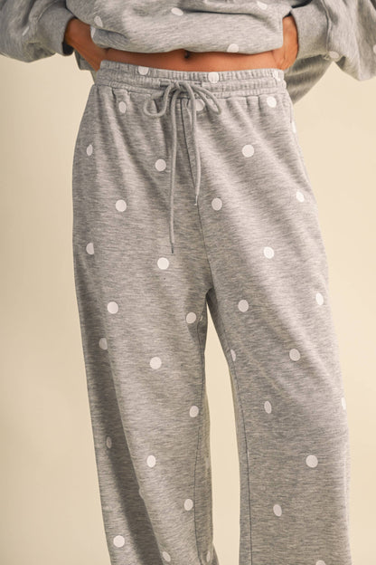 Polka DOT HALF ZIP SWEATSHIRT AND SWEATPANT SET