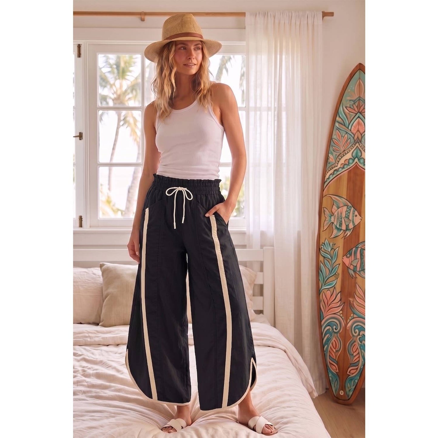 Tulip Sporty Stripe Nylon Pull On Pants