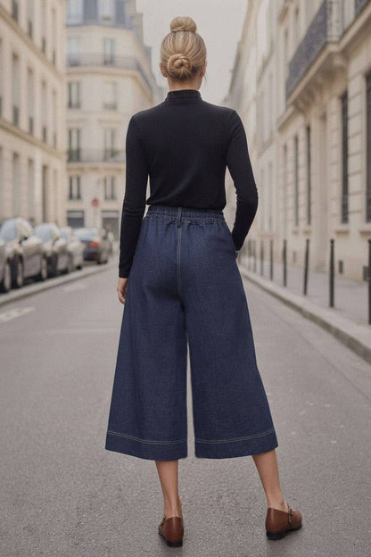 PIPER DRAWSTRING CAPRI DENIM PANTS