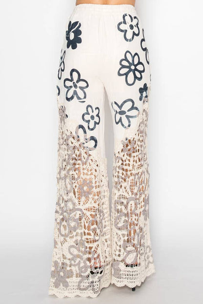 Crochet-Detail Lined Drawstring PANTS NEW DAISY