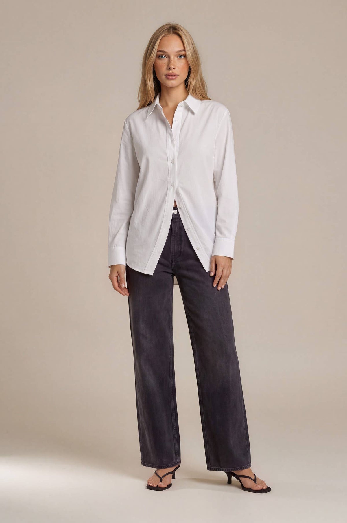 Split front button down shirt