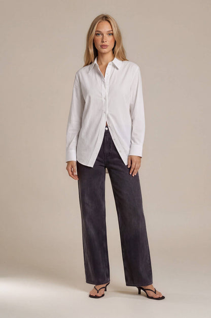 Split front button down shirt