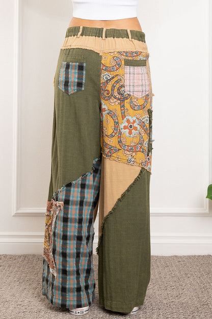 PATCH WORK WIDE LEG PANTS