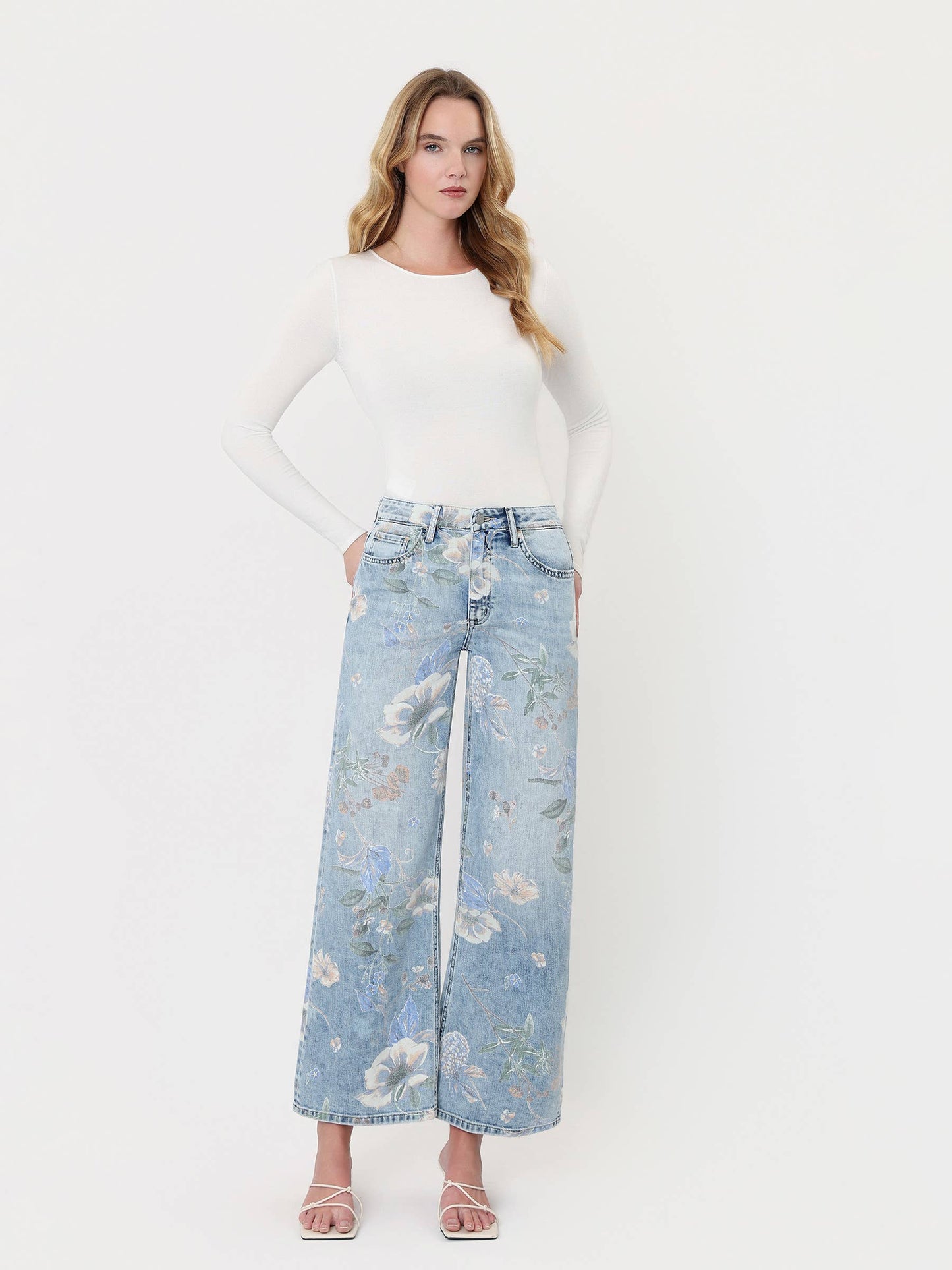 VERVET SUPER HIGH RISE FLORAL EXTREME VINTAGE FLARE JEANS