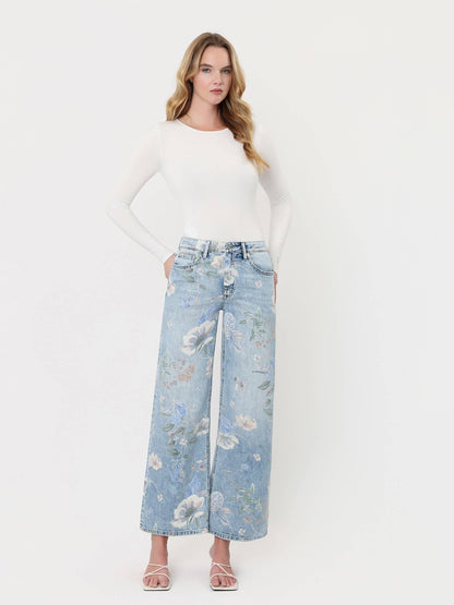VERVET SUPER HIGH RISE FLORAL EXTREME VINTAGE FLARE JEANS
