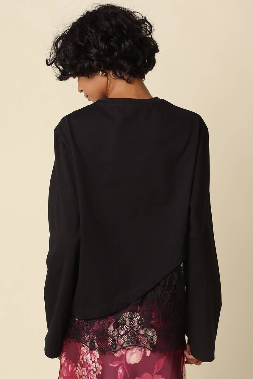 Charlie Asymmetric Lace Trim Top