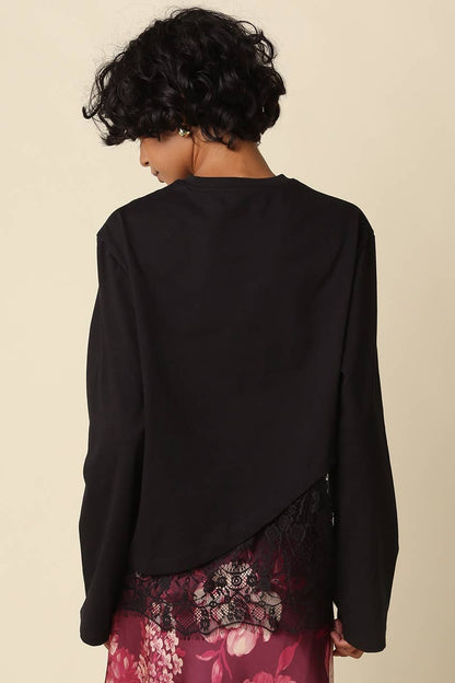 Charlie Asymmetric Lace Trim Top