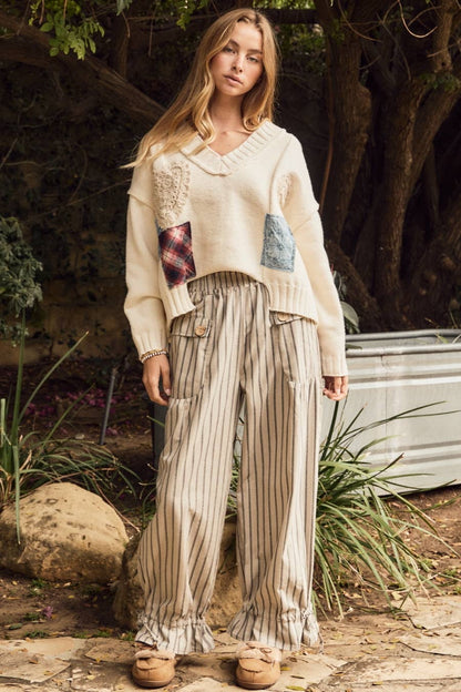 Patchwork Knit Sweater