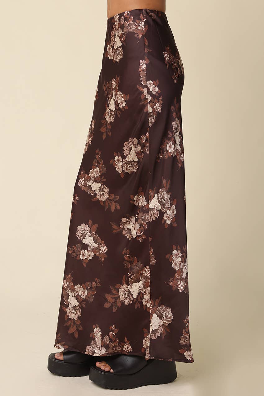 Kirana Floral Satin Maxi Skirt