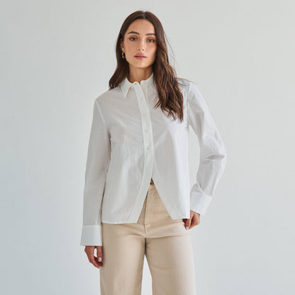 Split front button down shirt