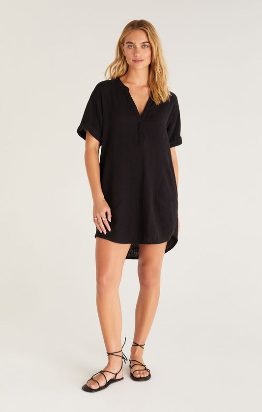 Z SUPPLY Talia Gauze Mini Dress IN BLACK