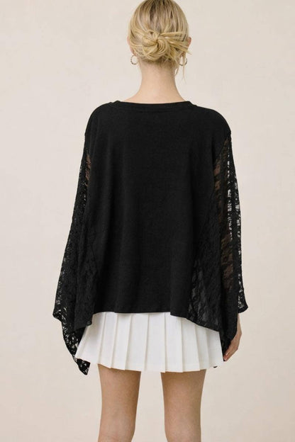 Free Bird America 1776 Graphic Lace Wing Oversized Top