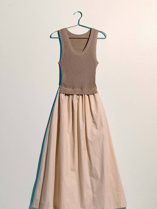 Ribbed Knit Maxi Dress in TAUPE