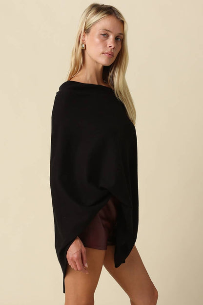 Claire Asymmetrical Knit Poncho