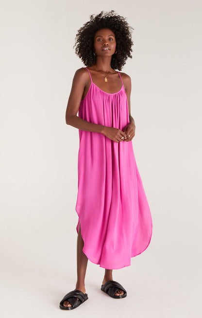 Z SUPPLY Tiana Crinkle Midi Dress IN BLACK AND ROSE VIOLET