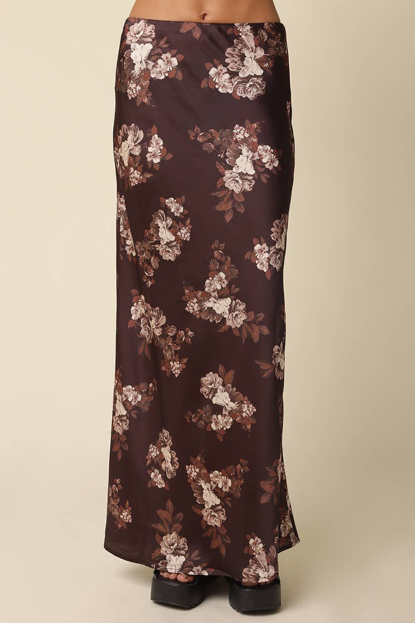 Kirana Floral Satin Maxi Skirt