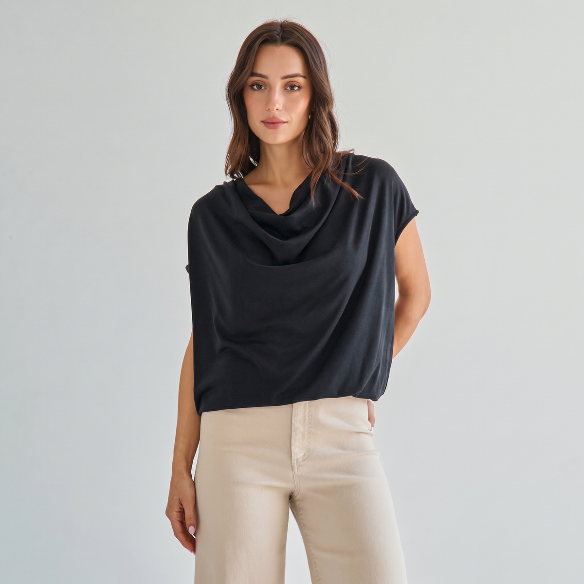 Black Cowl neck knit top