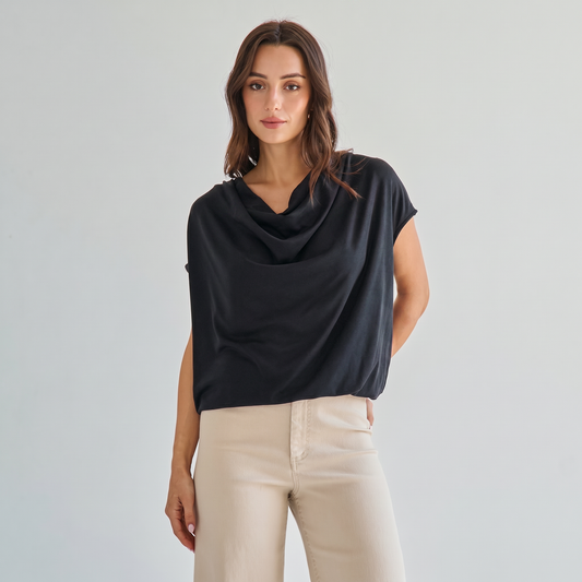 Black Cowl neck knit top