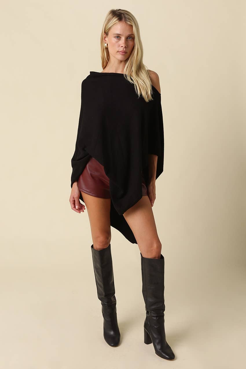 Claire Asymmetrical Knit Poncho
