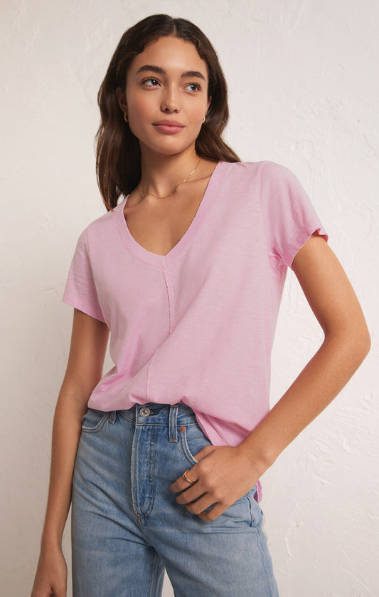 Z SUPPLY ASHER VNECK TEE IN HIBISCUS