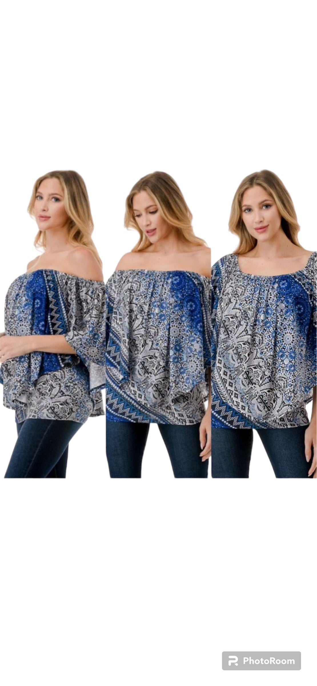 VAVA MINA CONVERTIBLE TOP IN MULTI BLUE