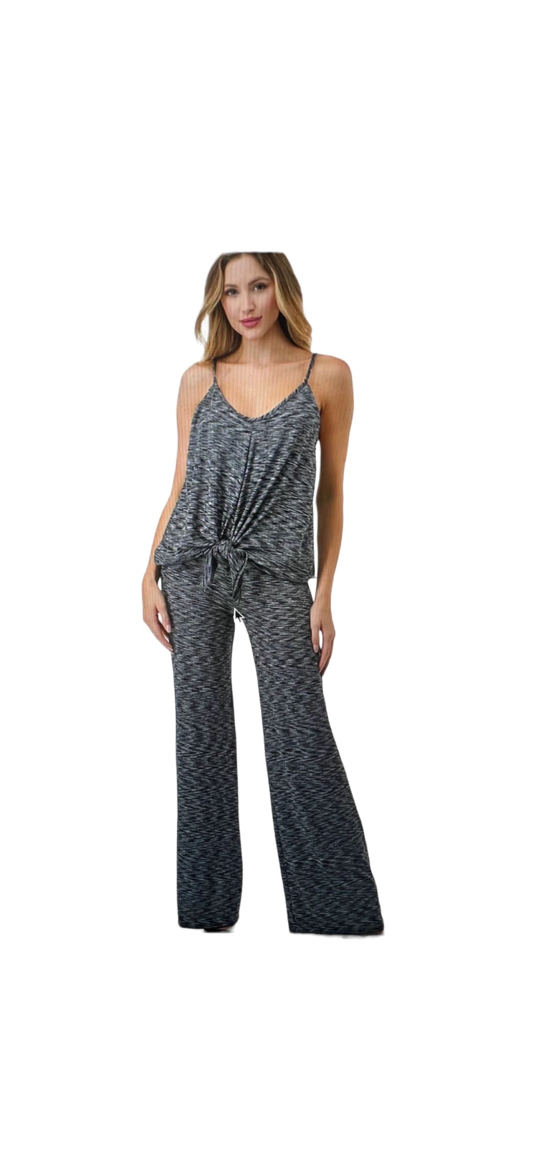 VAVA SCARLETT TIE JUMPSUIT IN TWO TONE GREY