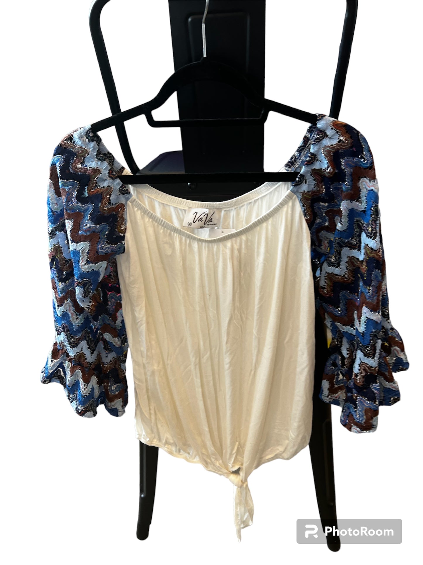 VAVA HARRIET OFF SHOULDER TOP IN BLUE WAVE