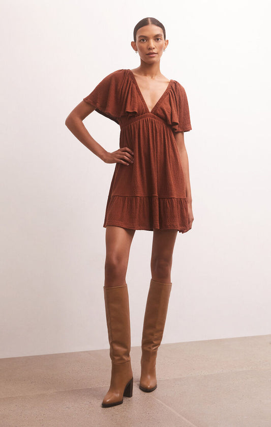 Z SUPPLY WINONA KNIT MINI DRESS IN DARK ROSEWOOD