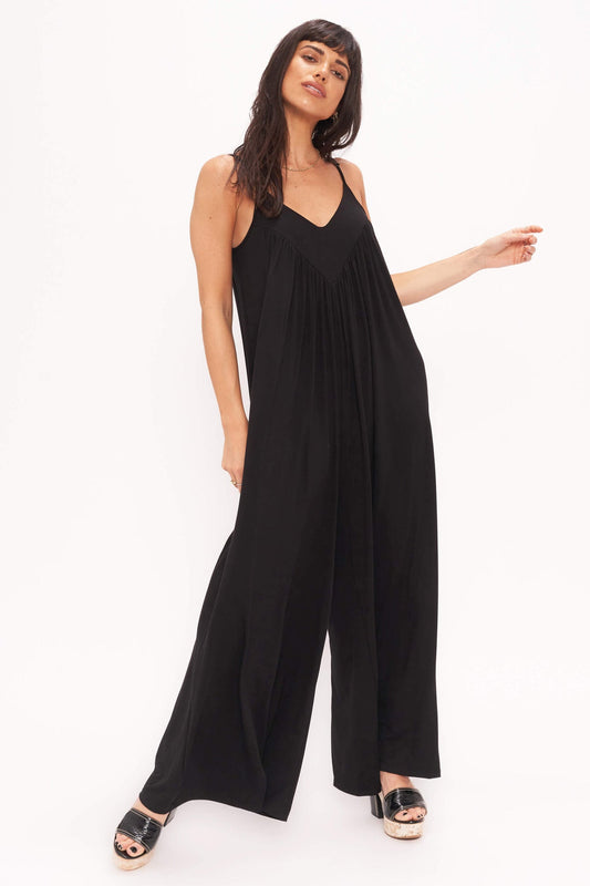 PROJECT SOCIAL T No Regrets Relaxed Shirred Jumpsuit - Black