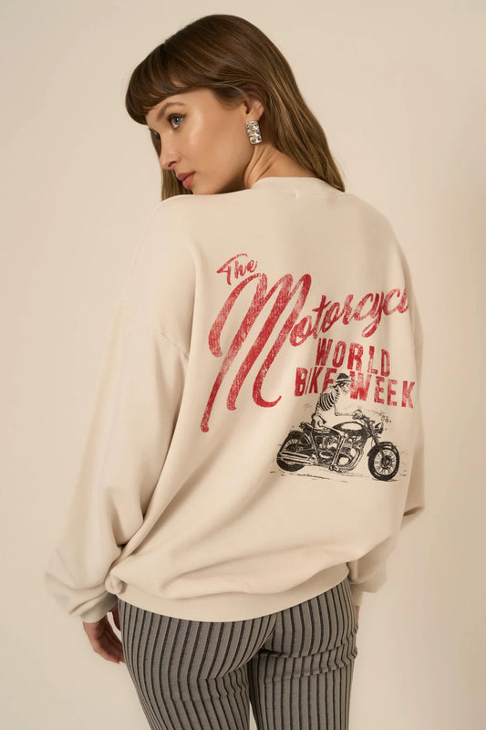 PROJECT SOCIAL T WORLD BIKE WEEK SWEATSHIRT - VINTAGE WHITE
