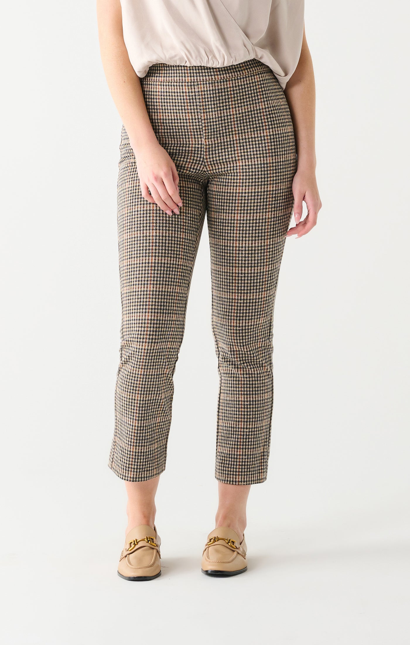 DEX F23 PULL ON STRAIGHT KNIT PANT IN HOUNDSTOOTH