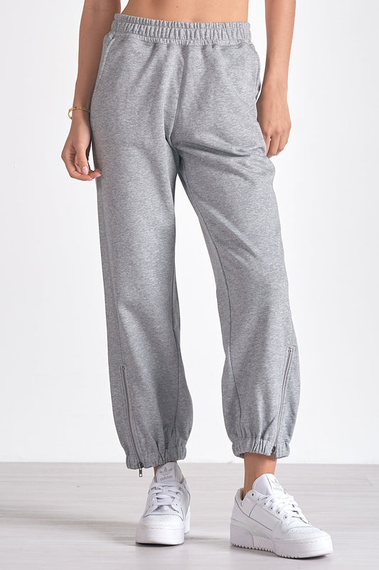 ELAN Pants Jogger Zipper IN HEATHER GREY