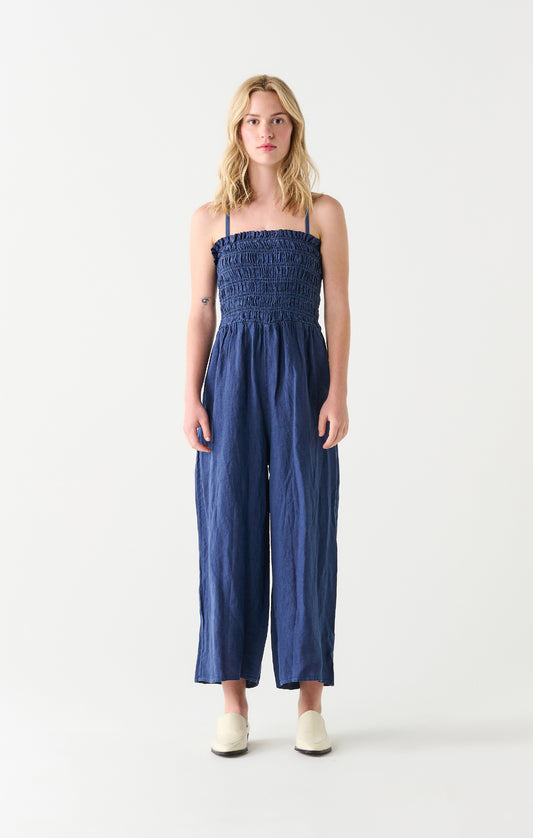 DEX SP24 SMOCKED JUMPSUIT IN NAVY