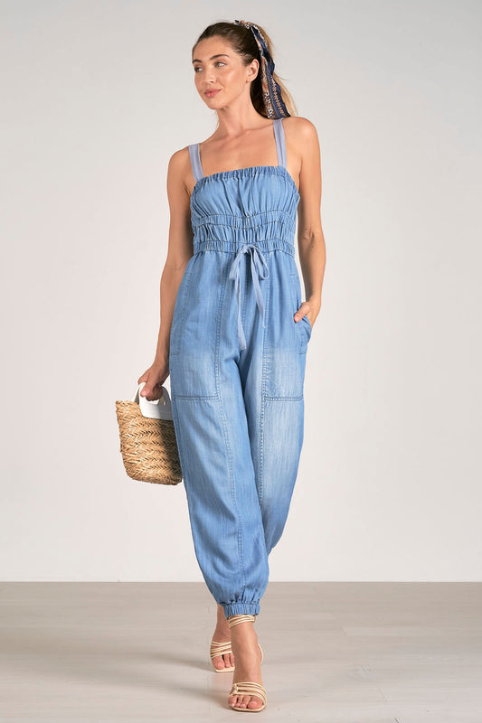 ELAN S24 JUMPSUIT TANK STRAP  IN BLUE WASH