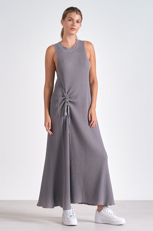 ELAN Maxi Slvless Cinched WAIST IN GREY