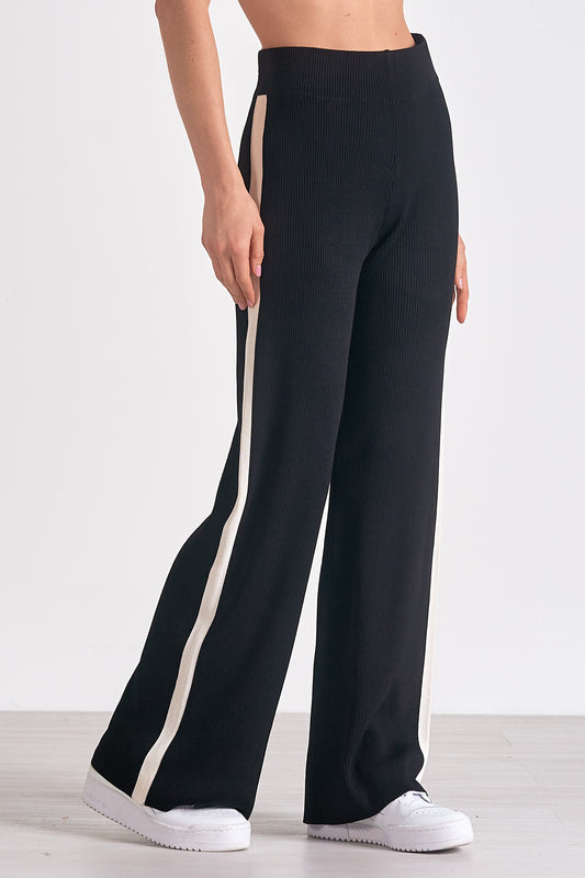 ELAN Pants Wide Leg BLACK/WHITE