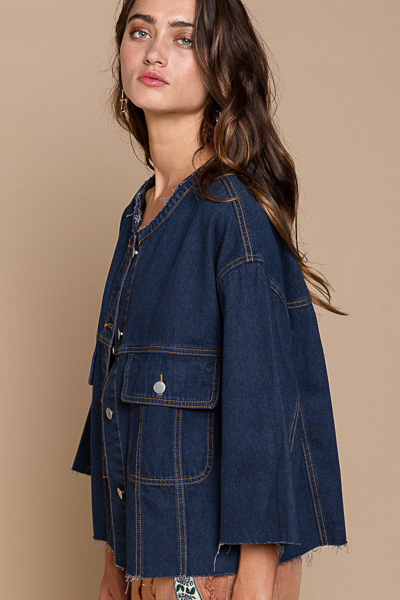 SKELETON EMBROIDERY DENIM JACKET