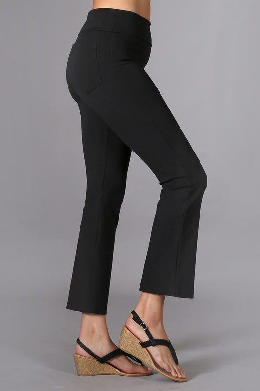 PLUS CROPPED BELL FLARE PANTS IN BLACK