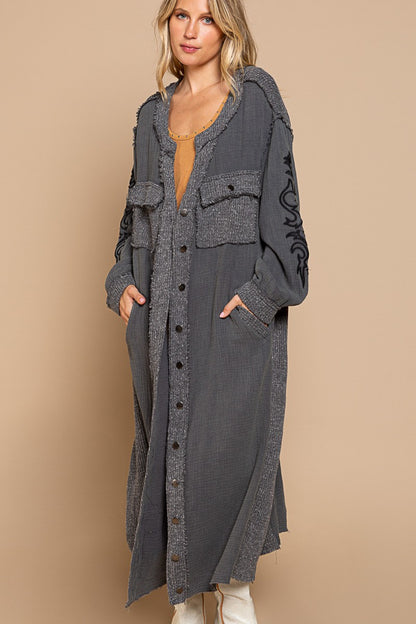 MAXI CARDIGAN  WITH EMBROIDERY