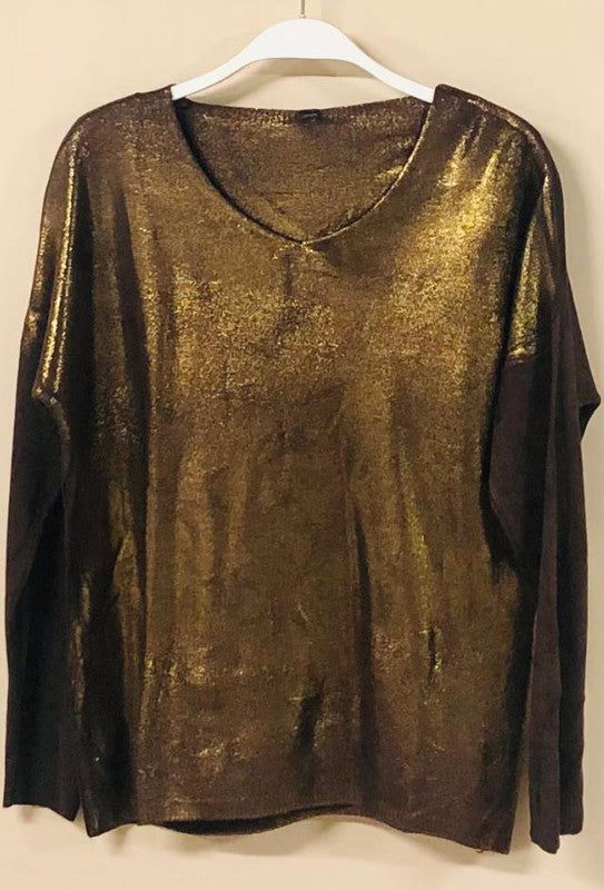 GOLD FOIL WITH STARS LIGHT WEIGHT SWEATER