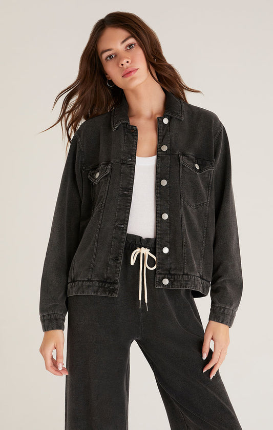 Z SUPPLY The Knit Denim Jacket IN BLACK