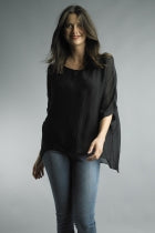 BLACK SILK PONCHO