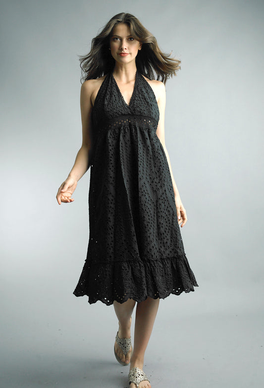 BLACK EYELET DRESS